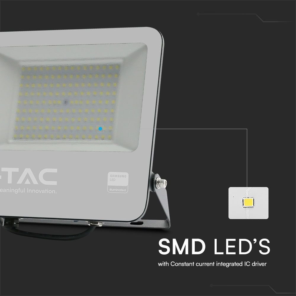V-TAC 23441 Προβολέας LED SMD 100W 8700lm 115° IP65 Samsung Chip Μαύρο Σώμα Γκρι Γυαλί Ψυχρό Λευκό - Image 6