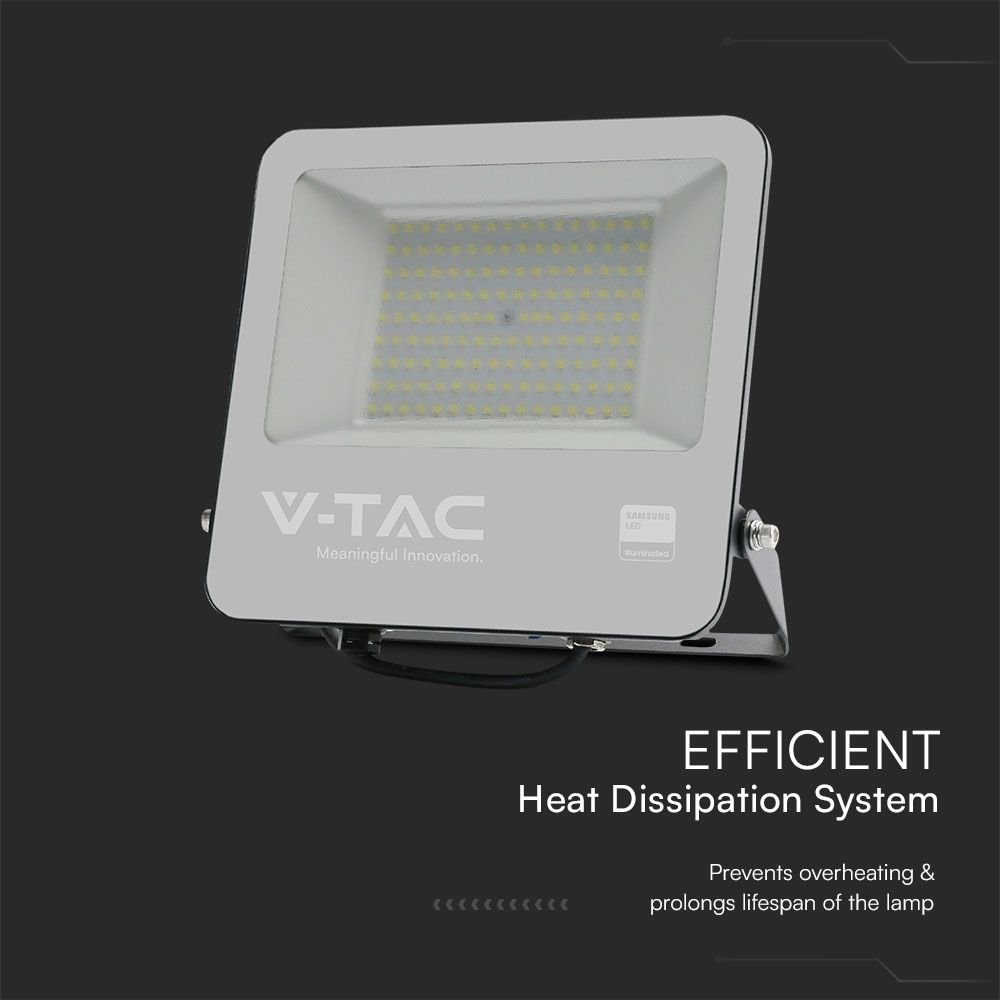 V-TAC 23441 Προβολέας LED SMD 100W 8700lm 115° IP65 Samsung Chip Μαύρο Σώμα Γκρι Γυαλί Ψυχρό Λευκό - Image 7
