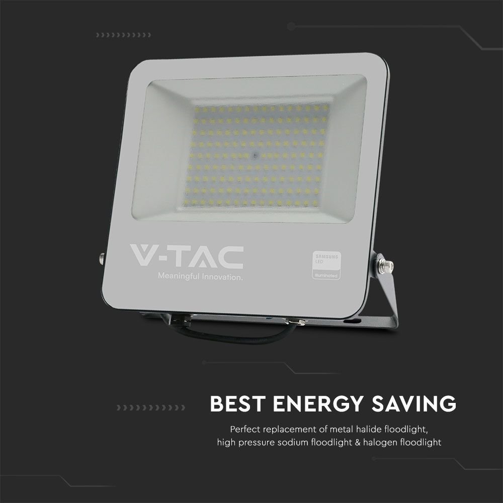 V-TAC 23441 Προβολέας LED SMD 100W 8700lm 115° IP65 Samsung Chip Μαύρο Σώμα Γκρι Γυαλί Ψυχρό Λευκό - Image 8