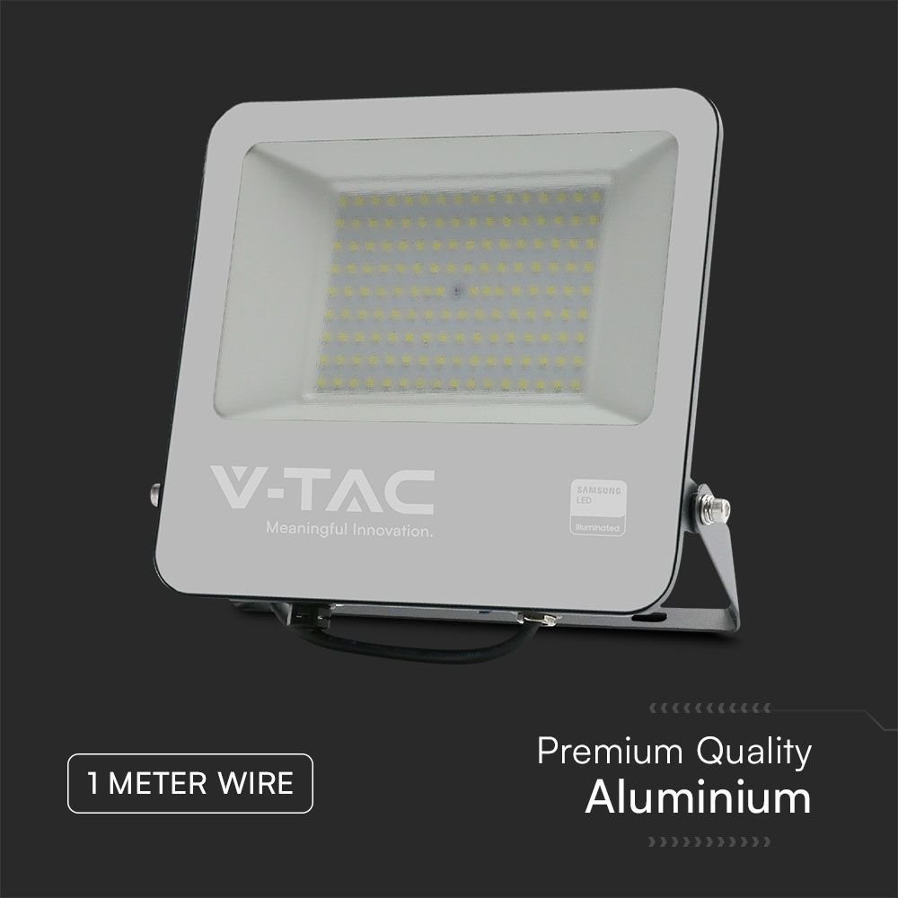 V-TAC 23441 Προβολέας LED SMD 100W 8700lm 115° IP65 Samsung Chip Μαύρο Σώμα Γκρι Γυαλί Ψυχρό Λευκό - Image 10