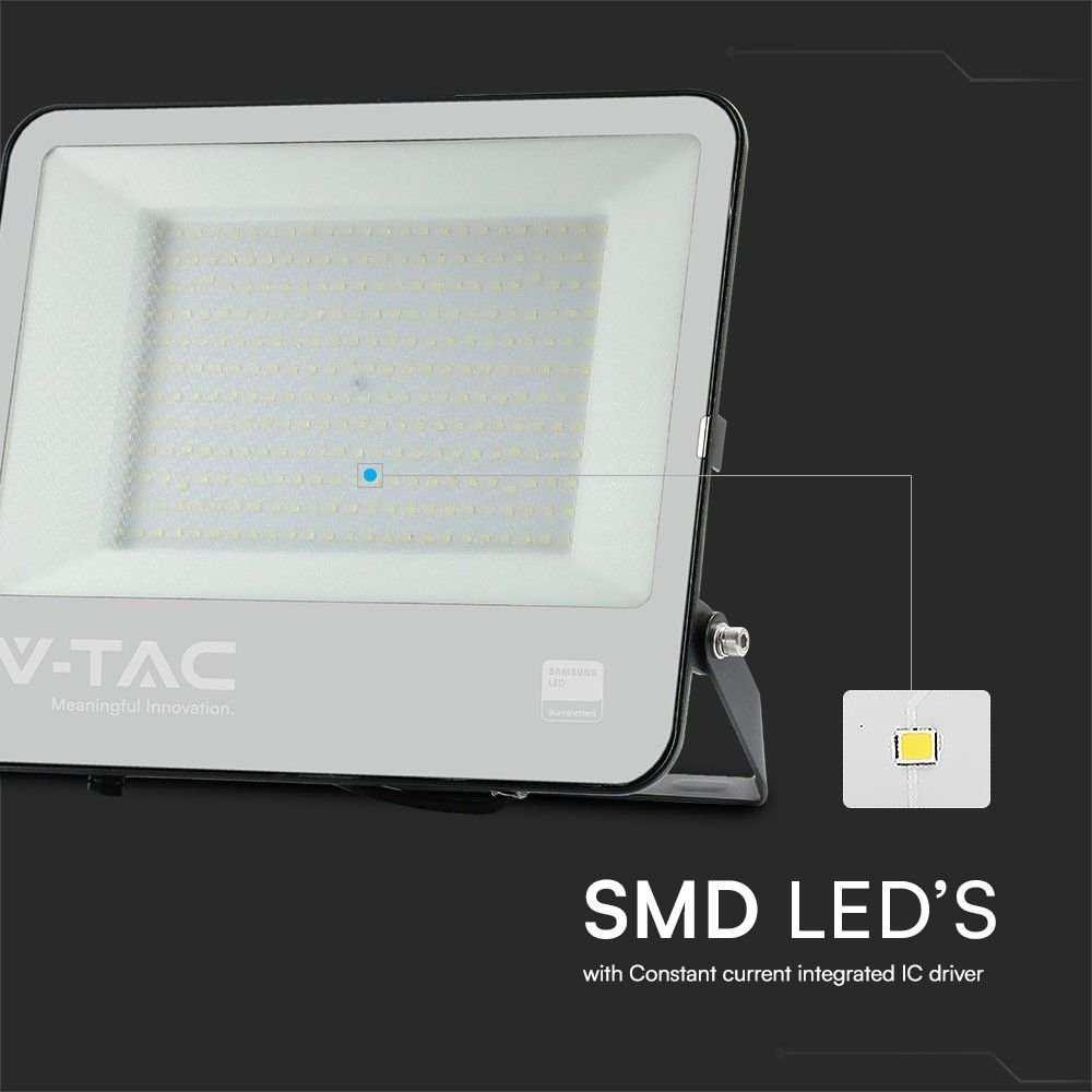 V-TAC 23444 Προβολέας LED SMD 200W 17540lm 115° IP65 Samsung Chip Μαύρο Σώμα Γκρι Γυαλί Ψυχρό Λευκό - Image 6