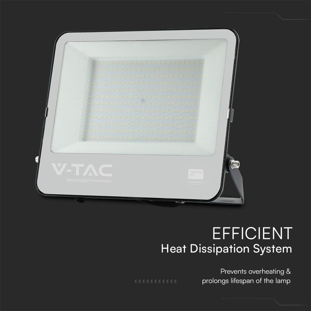 V-TAC 23444 Προβολέας LED SMD 200W 17540lm 115° IP65 Samsung Chip Μαύρο Σώμα Γκρι Γυαλί Ψυχρό Λευκό - Image 7