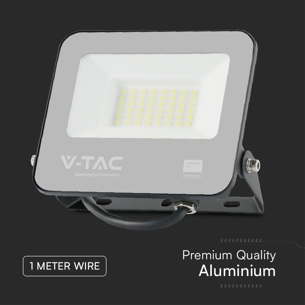 V-TAC 23599 Προβολέας LED SMD 30W 2505lm 115° IP65 Samsung Chip Μαύρο Σώμα Γκρι Γυαλί Ζεστό Λευκό - Image 10