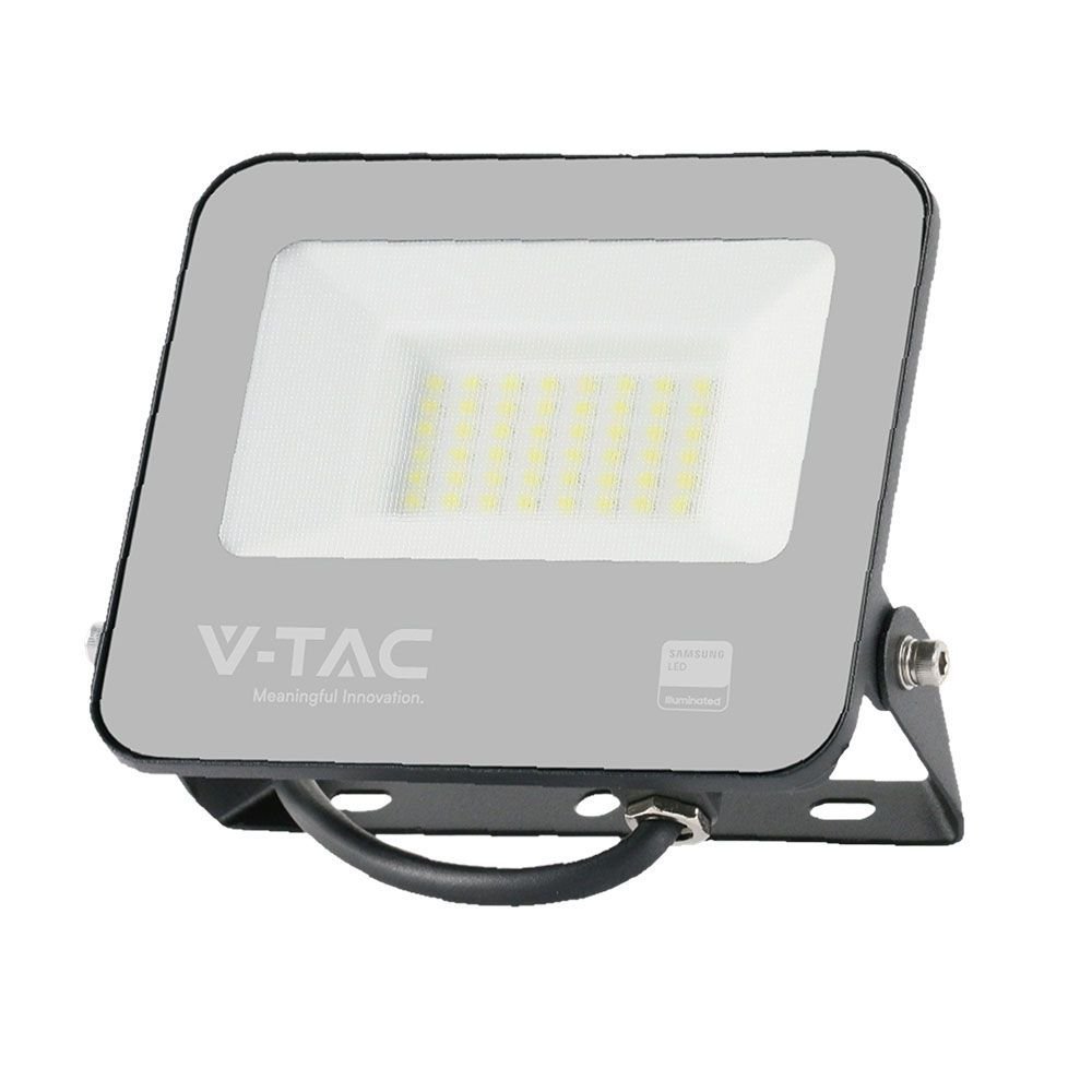 V-TAC 23599 Προβολέας LED SMD 30W 2505lm 115° IP65 Samsung Chip Μαύρο Σώμα Γκρι Γυαλί Ζεστό Λευκό