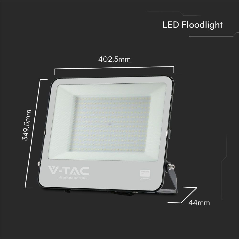 V-TAC 23601 Προβολέας 200W LED Floodlight SMD SAMSUNG CHIP 1m Wire Black Body Grey Frosted Glass 4000K - Image 5