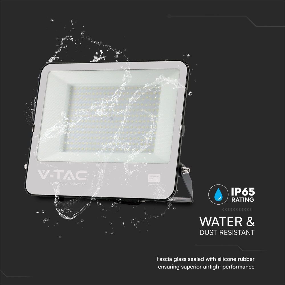 V-TAC 23601 Προβολέας 200W LED Floodlight SMD SAMSUNG CHIP 1m Wire Black Body Grey Frosted Glass 4000K - Image 9