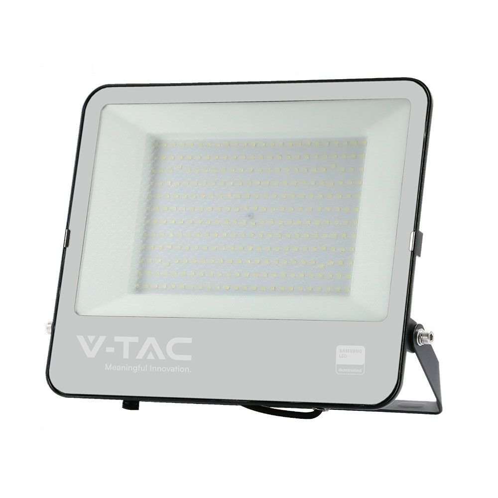 V-TAC 23601 Προβολέας 200W LED Floodlight SMD SAMSUNG CHIP 1m Wire Black Body Grey Frosted Glass 4000K