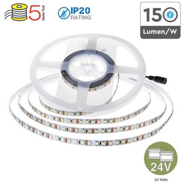 Ταινία LED 11W/m 2835 168 SMD/m 1650 lumens/m IP20 3000K Θερμό Λευκό VT-2835 Κωδικός 2596 το Ρολλό των 5m