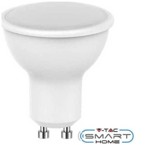 WiFi Led Έξυπνη Λάμπα 4.5W 290lm Spot GU10 110° RGB+WW (2700K Θερμό) +W (6400K Ψυχρό Λευκό) συμβατή με Amazon Alexa & Google Home V-TAC SKU 2757