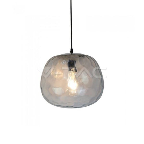 Κρεμαστό Φωτιστικό Designer Glass Διάφανο Γυαλί και Μέταλλο Φ 250 V-TAC 3882