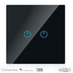 WiFi Διακόπτης Αφής Διπλός Γυαλί Μαύρο Συμβατός με Amazon Alexa & Google Home V-Tac 8424