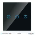 WiFi Διακόπτης Αφής Τριπλός Γυαλί Μαύρο Συμβατός με Amazon Alexa & Google Home V-Tac 8425