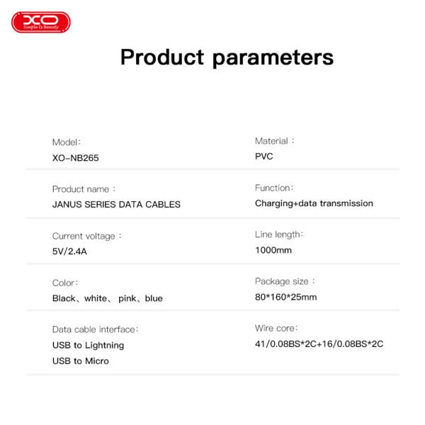 XO NB265 Μινιμαλιστικό Καλώδιο Lightning Λευκό - Image 3