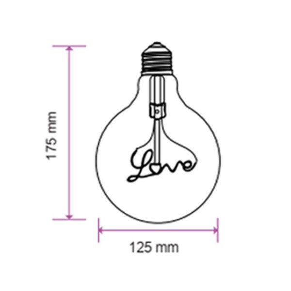 Λάμπα LED Filament Special Love 5W G125 E27 2700 V-TAC 2700, 2200K Πολύ Θερμό Λευκό - Image 2