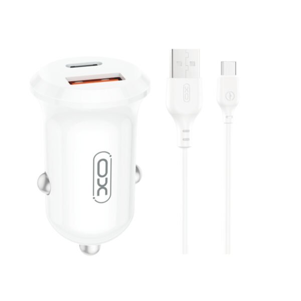 XO CC69 Mini Smart Φορτιστής Αυτοκινήτου A+C 30W + Καλώδιο Type-C