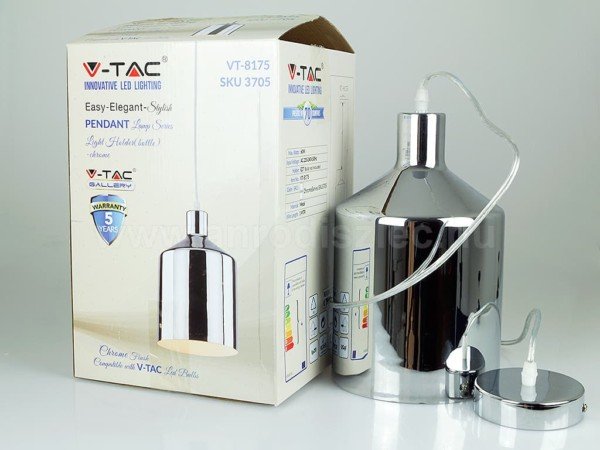 Κρεμαστό Φωτιστικό 1Φ Μεταλλικό Χρώμιο Ø170 V-TAC 3705 - Image 4