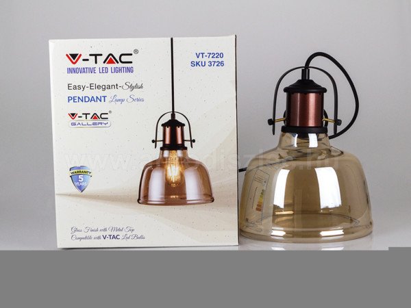 Κρεμαστό Φωτιστικό 1Φ Amber Γυαλί V-TAC 3726 - Image 3