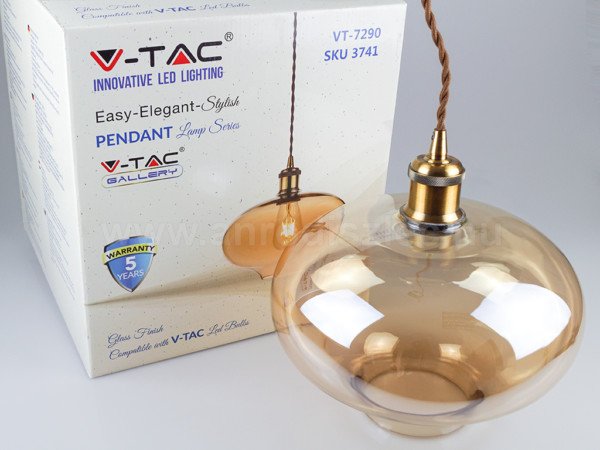 Κρεμαστό Φωτιστικό 1Φ Amber Γυαλί V-TAC 3741 - Image 3