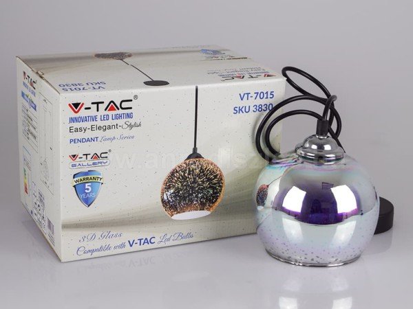 Κρεμαστό Φωτιστικό 1Φ 3D Γυαλί V-TAC 3830 - Image 5