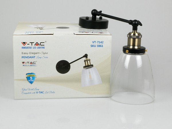 Φωτιστικό Τοίχου Διάφανο Γυαλί (+Μέταλλο) V-TAC 3862 - Image 4