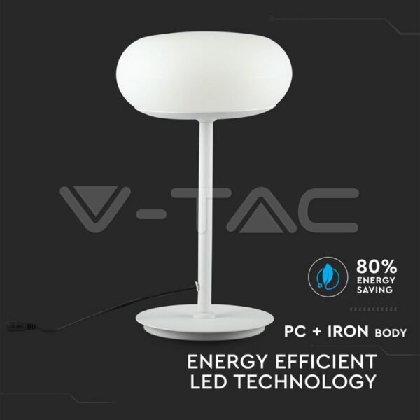 V-TAC 40071 Πορτατίφ 15W LED με Λευκό Καπέλο και Λευκή Βάση Dimmable 3000K Θερμό Λευκό Φως - Image 4