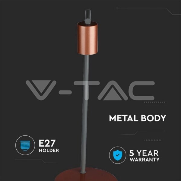 V-TAC 40331 Φωτιστικό Επιτραπέζιο με Διακόπτη Κόκκινο Μπροντζέ και Ντουί Ε27 - Image 4
