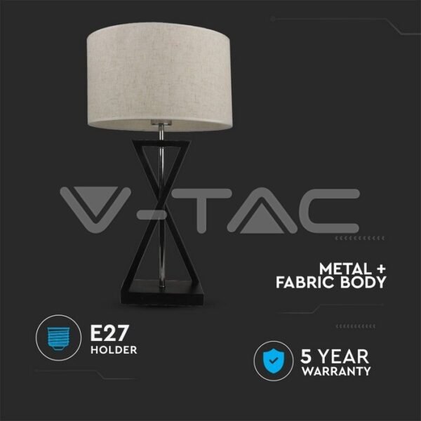 V-TAC 40391 Πορτατίφ για Ντουί E27 με Λευκό Καπέλο και Μαύρη Βάση - Image 5