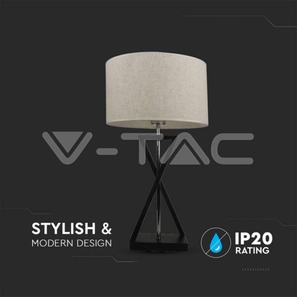 V-TAC 40391 Πορτατίφ για Ντουί E27 με Λευκό Καπέλο και Μαύρη Βάση - Image 6