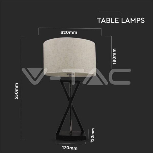 V-TAC 40391 Πορτατίφ για Ντουί E27 με Λευκό Καπέλο και Μαύρη Βάση - Image 7