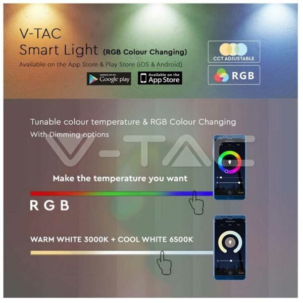 LED WiFi επιτραπέζιο φωτιστικό 4W RGB+CCT με λευκό σώμα Amazon Alexa & Google Home 405861 V-TAC - Image 6