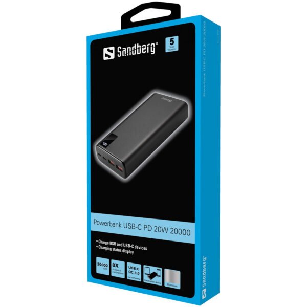 Sandberg Powerbank USB-C PD 20W 20000 - Image 2