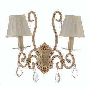 InLight Επιτοίχιο φωτιστικό από μπεζ μέταλλο κρύσταλλα και υφασμάτινο καπέλο (43308-2)