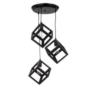 InLight Κρεμαστό φωτιστικό από μαύρο μέταλλο (4400-3-BL-ΡΟΖΕΤΑ)