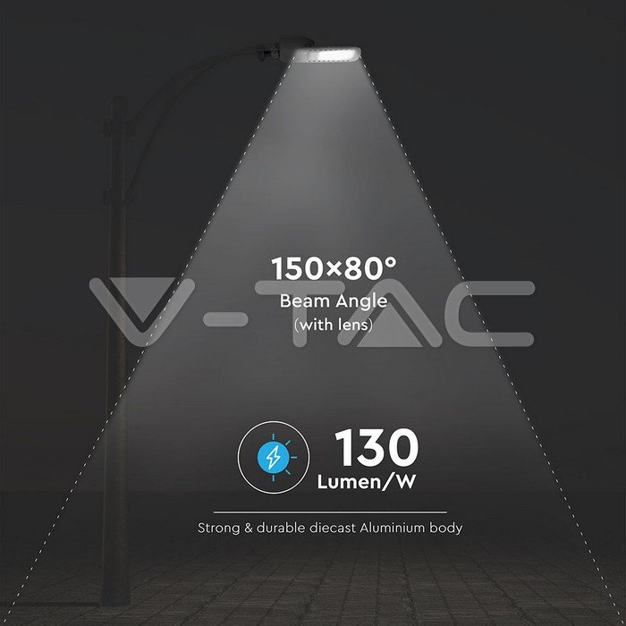 V-TAC 542 LED Φωτιστικό Δρόμου Class II SMD 120W SAMSUNG Chip High-Lumen Γκρι Φως Ημέρας - Image 19