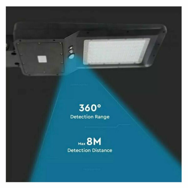 LED 40W 120lm/w Ηλιακό Φωτιστικό Δρόμου με Ανιχνευτή Κίνησης και Αισθητήρα Φωτός και Φυσικό Λευκό Φως 4000K σε Μαύρο Χρώμα IP65 5503 V-Tac - Image 9