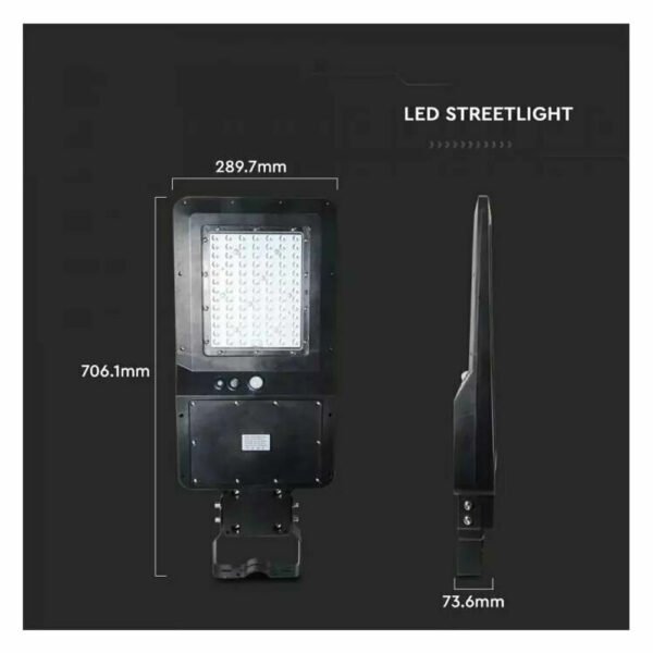 LED 40W 120lm/w Ηλιακό Φωτιστικό Δρόμου με Ανιχνευτή Κίνησης και Αισθητήρα Φωτός και Φυσικό Λευκό Φως 4000K σε Μαύρο Χρώμα IP65 5503 V-Tac - Image 13
