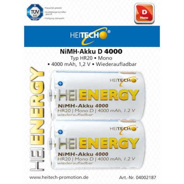 HEITECH 04002187 ΔΥΟ ΜΠΑΤΑΡΙΕΣ ΕΠΑΝΑΦΟΡΤΙΖΟΜΕΝΕΣ  HR20 4000 mAh