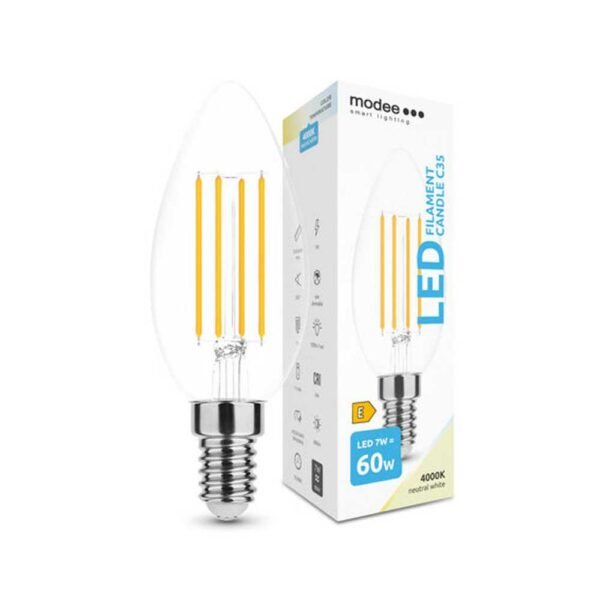 Modee Λάμπα LED Filament Κερί C35 7W E14 360° 4000K (806 lumen) Ουδέτερο Λευκό