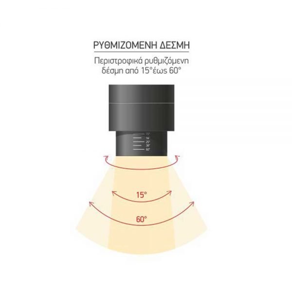 Σποτ Ράγας LED Ρυθμιζόμενο 30W με Δέσμη 15°έως 60° 3000K Μαύρο Spotlight 5944 - Image 2