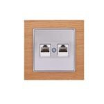 Πρίζα Τηλεφώνου RJ12 Διπλή Elitra Plus Ξύλο Οξυά