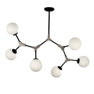 InLight Κρεμαστό φωτιστικό από μαύρο μέταλλο και λευκή οπαλίνα (6167-6-NM)