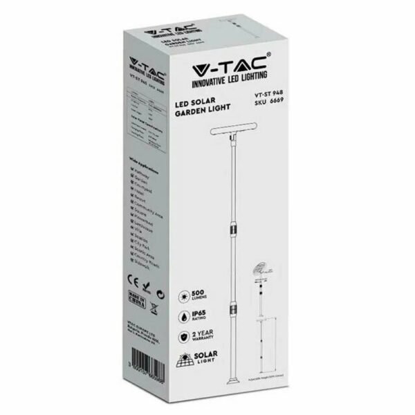 LED 8W 4000K Στεγανό Ηλιακό Φωτιστικό Δαπέδου IP65 με Αισθητήρα Φωτός σε Μαύρο Χρώμα 6669 V-Tac - Image 2