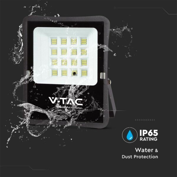 V-TAC 6968 LED ηλιακός προβολέας 16W ψυχρό λευκό 6400K με μαύρο σώμα - Image 6