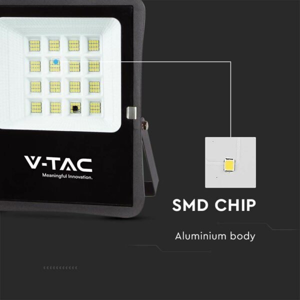 V-TAC 6968 LED ηλιακός προβολέας 16W ψυχρό λευκό 6400K με μαύρο σώμα - Image 7
