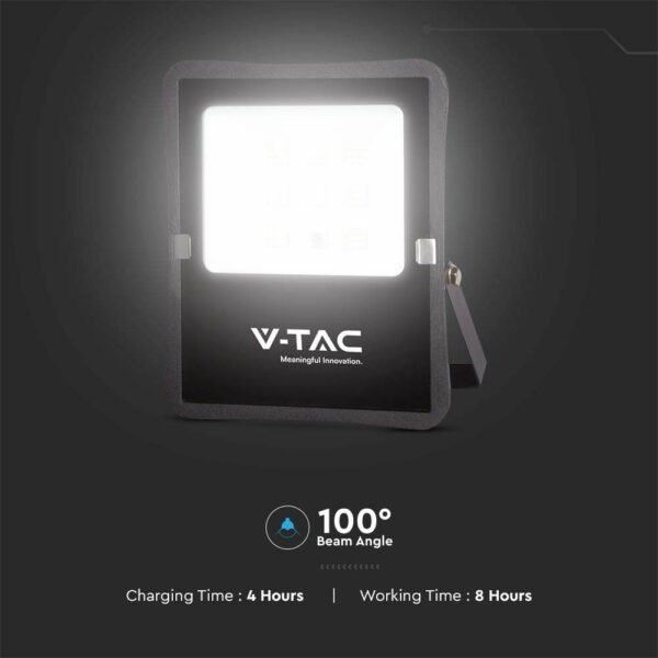 V-TAC 6968 LED ηλιακός προβολέας 16W ψυχρό λευκό 6400K με μαύρο σώμα - Image 8