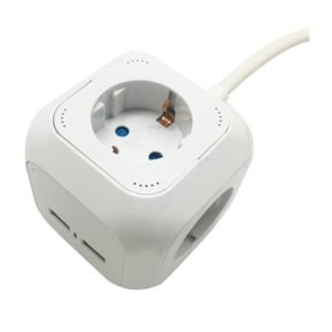 Πολύπριζο Κύβος 4 Πρίζες Σούκο & 2 θύρες USB & Προστασία Παιδιών 1,5μέτρο καλώδιο 7020 Spotlight