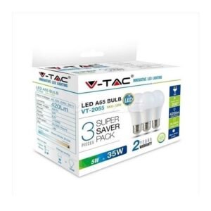 Λάμπα Led 5W E27 Θερμοπλαστική Κλασσική 6400K V-Tac 7268 420 lumens Συσκευασία 3 τεμ.