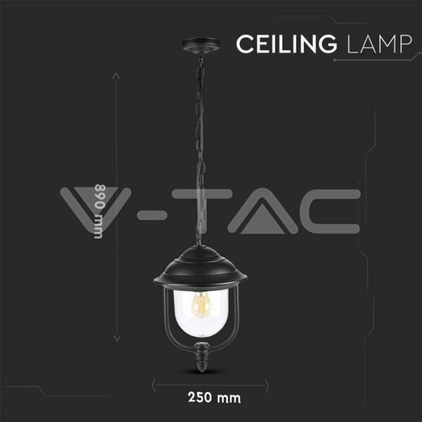 V-TAC 7529 Κρεμαστό Φαναράκι Βεράντας Κήπου με ντουί Ε27 Μαύρο IP44 - Image 9