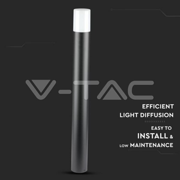 V-TAC 7568 Φωτιστικό Κήπου Αδιάβροχο Αλουμινίου Μαύρο Στρογγυλό Κολωνάκι με Ντουί GU10 80x80x800mm - Image 4