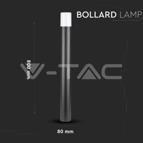 V-TAC 7568 Φωτιστικό Κήπου Αδιάβροχο Αλουμινίου Μαύρο Στρογγυλό Κολωνάκι με Ντουί GU10 80x80x800mm - Image 6